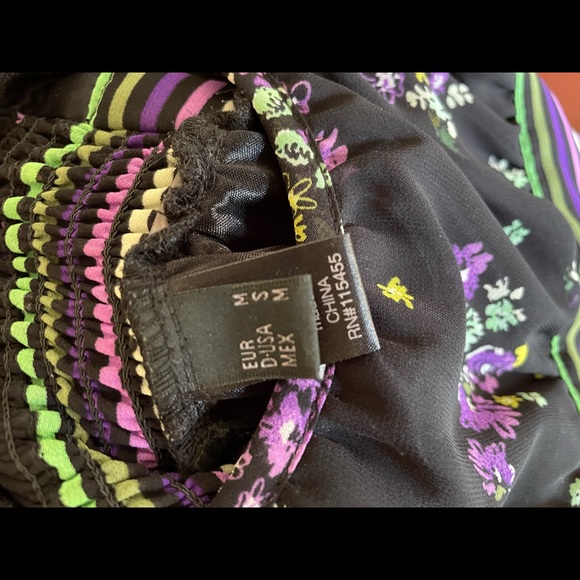 Mango black and purple floral maxi dress with back shiring - Picture 2 of 5